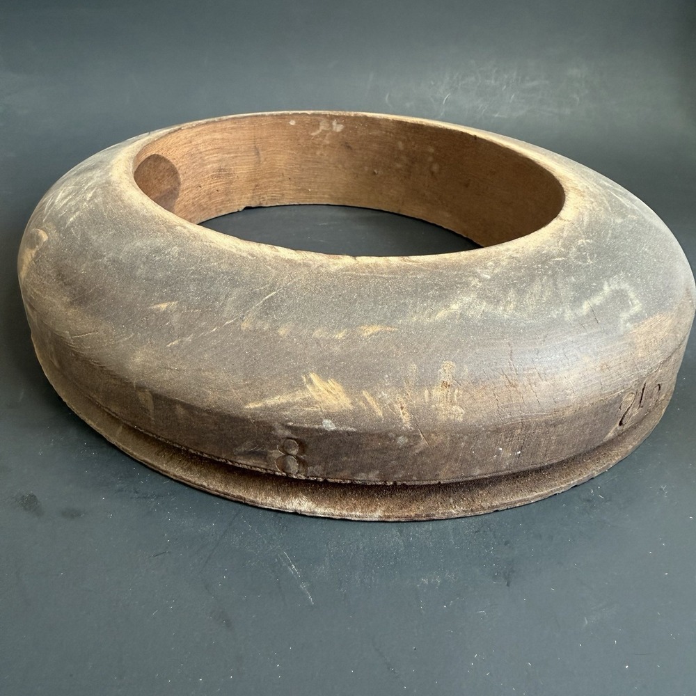 Antique Unmarked Wood Hat Block Millinery Hatters Brim Mold Form‎ 936 7 2 3/8